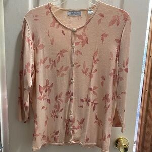 Lord & Taylor Floral Button-Up Cardigan ~ Size Large